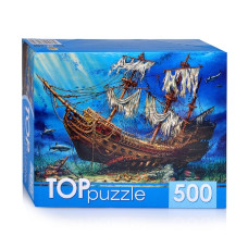 Пазлы 500 TOPpuzzle "Затонувший корабль". 19х15х7 см.