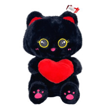 Кот анимэ с сердцем черный, 45х27х24 см.
