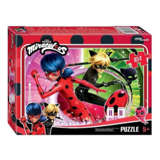 Пазлы 104 "Леди Баг и Супер-Кот" (ZAGTOON – METHOD). 18х12,5х3,5 см.