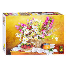 Пазлы 1500 "Натюрморт с ромашками". 33х21,5х6 см.