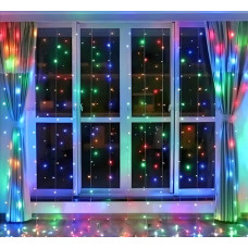 Гирлянда "Занавеска", цвет ламп мультиколор, 80 LED, 2х1.5м+1.5 м