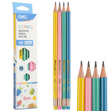 Карандаш чернографит. HB Comiko шестигран. липа, ластик, 19х5х1,5 см