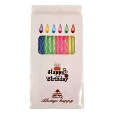 Набор цветных свечек в торт "Happy Dirthday" 15 см. в кор.