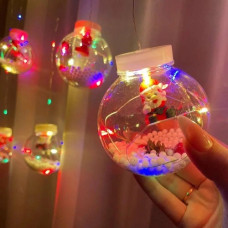 Эл. Гирлянда. Шарики прозрачные с Дед Морозом,10 шт, 3 м., мультиколлор