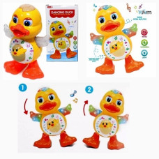 Утка на бат., танцует, св/зв., 10,5х19х10,5 см.