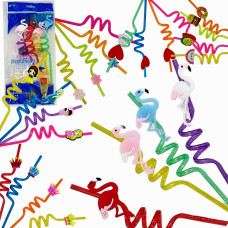 Трубочки для коктейлей витые в ас., наб. 4 шт. 30х15х3,5 см.