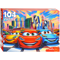 Пазлы 104 "Городские машинки". 19х14х4 см.