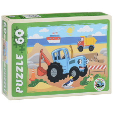 Пазлы 60 "Синий трактор №14", 19х14х3,5 см