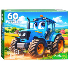 Пазлы 60 "Трактор в поле". 19х14х4 см.