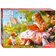 Пазлы 104 "Принцесса с книгой в саду". 18х12,5х3,5 см.