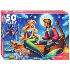 Пазлы 50 "Русалочка и принц". 19х14х4 см.
