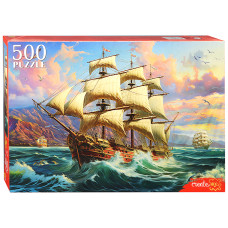 Пазлы 500 "Парусник на рассвете". 32х22,5х4 см.
