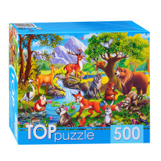 Пазлы 500 TOPpuzzle "Лесные животные". 19х15х7 см.