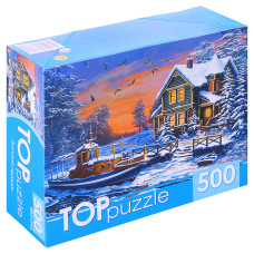 Пазлы 500 TOPpuzzle "Зимний пейзаж". 19х15х6,5 см.