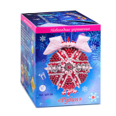 Новогодний шар из пайеток "Рубин". 12х9х9 см.